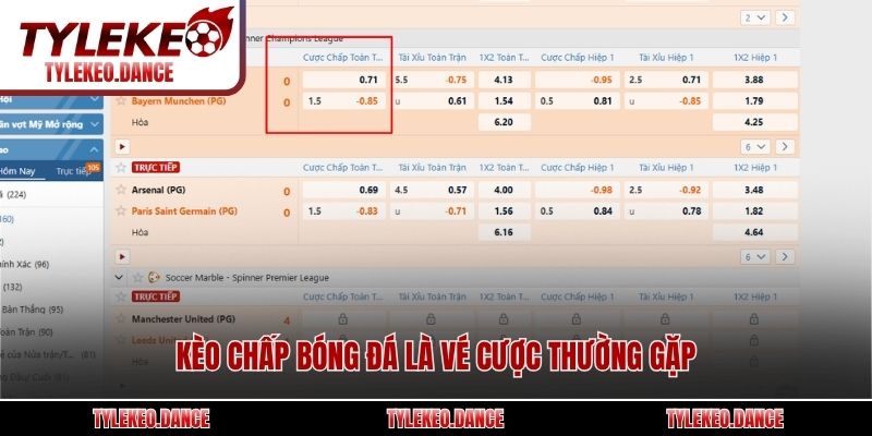 Kèo chấp bóng đá là vé cược thường gặp